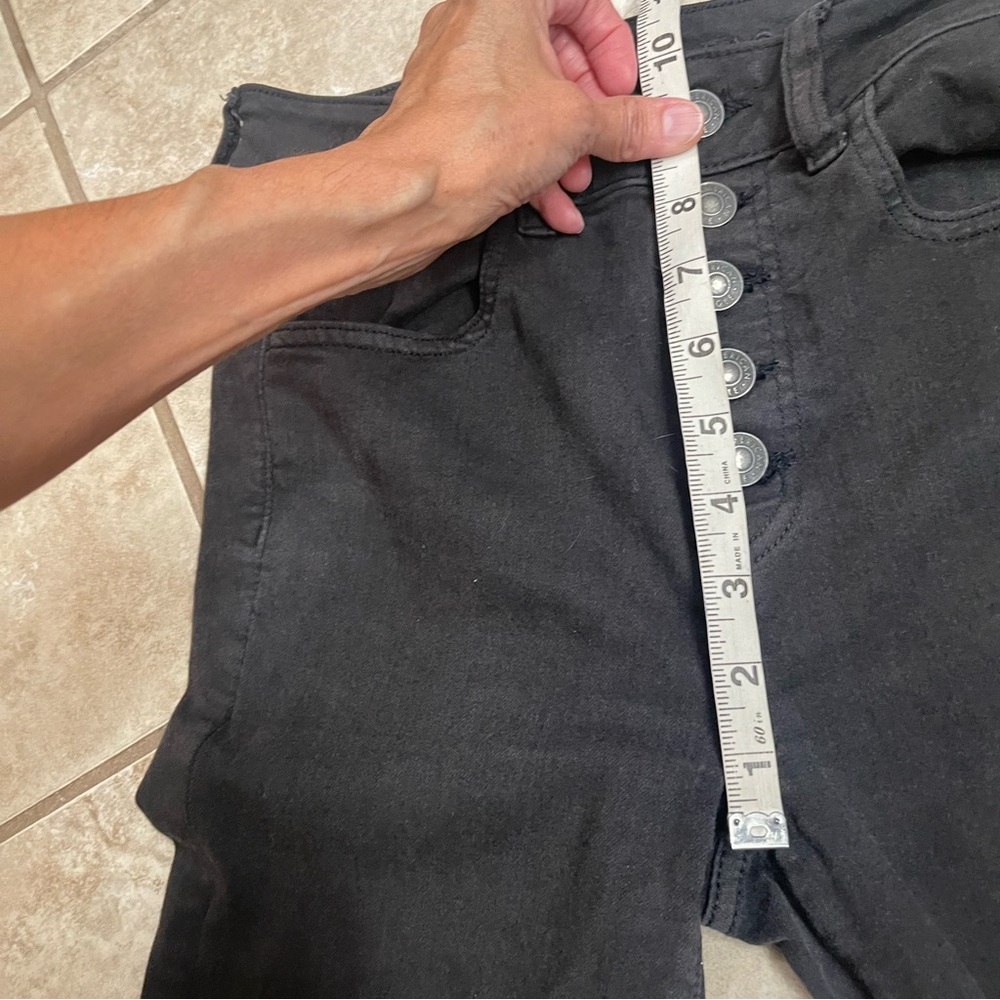American Eagle Jeans Women's Black Next Level Stretch Sz 2 Exposed Button Fly - Picture 5 of 10